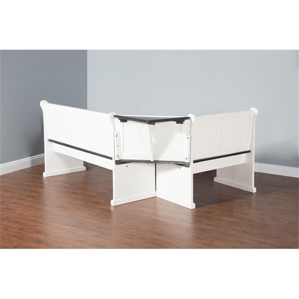 Sunny Designs Carriage House Wood Breakfast Nook Set in Off White Dark Brown