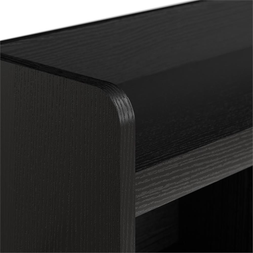 Bowery Hill 40" Engineered Wood Hall Tree and Shoe Bench w/ Shelves in Black Oak