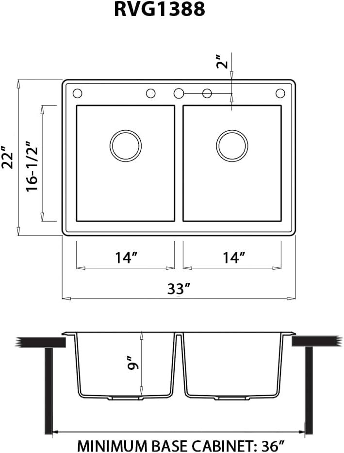 Ruvati 33 x 22 inch epiGranite Top-Mount Granite Composite Kitchen Sink