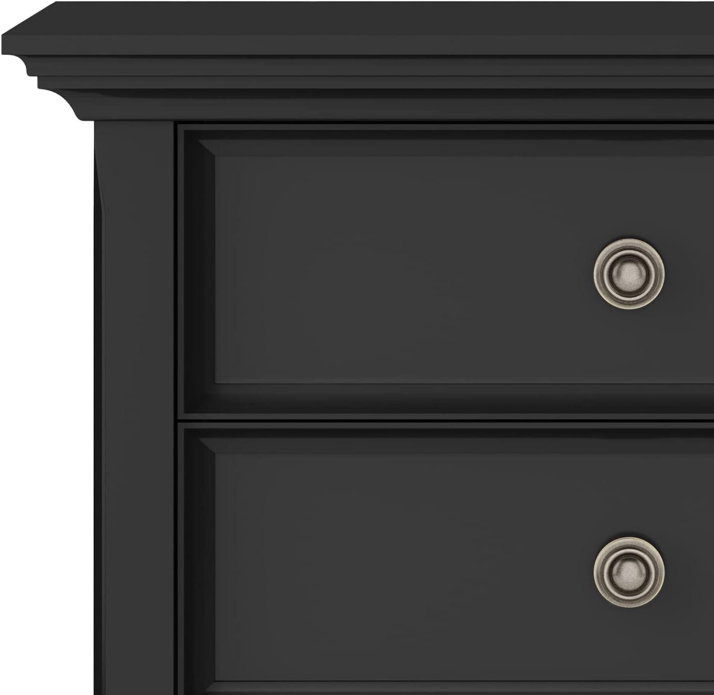 Simpli Home Amherst 24"W 2-Drawer Solid Wood Nightstand with Open Shelf