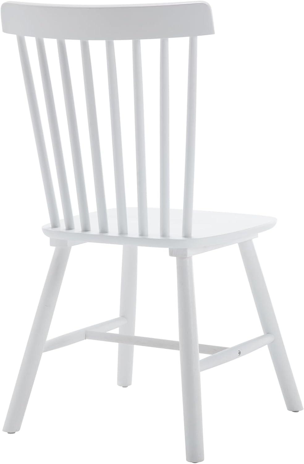 White Solid Wood Windsor Side Chair with Slat Back