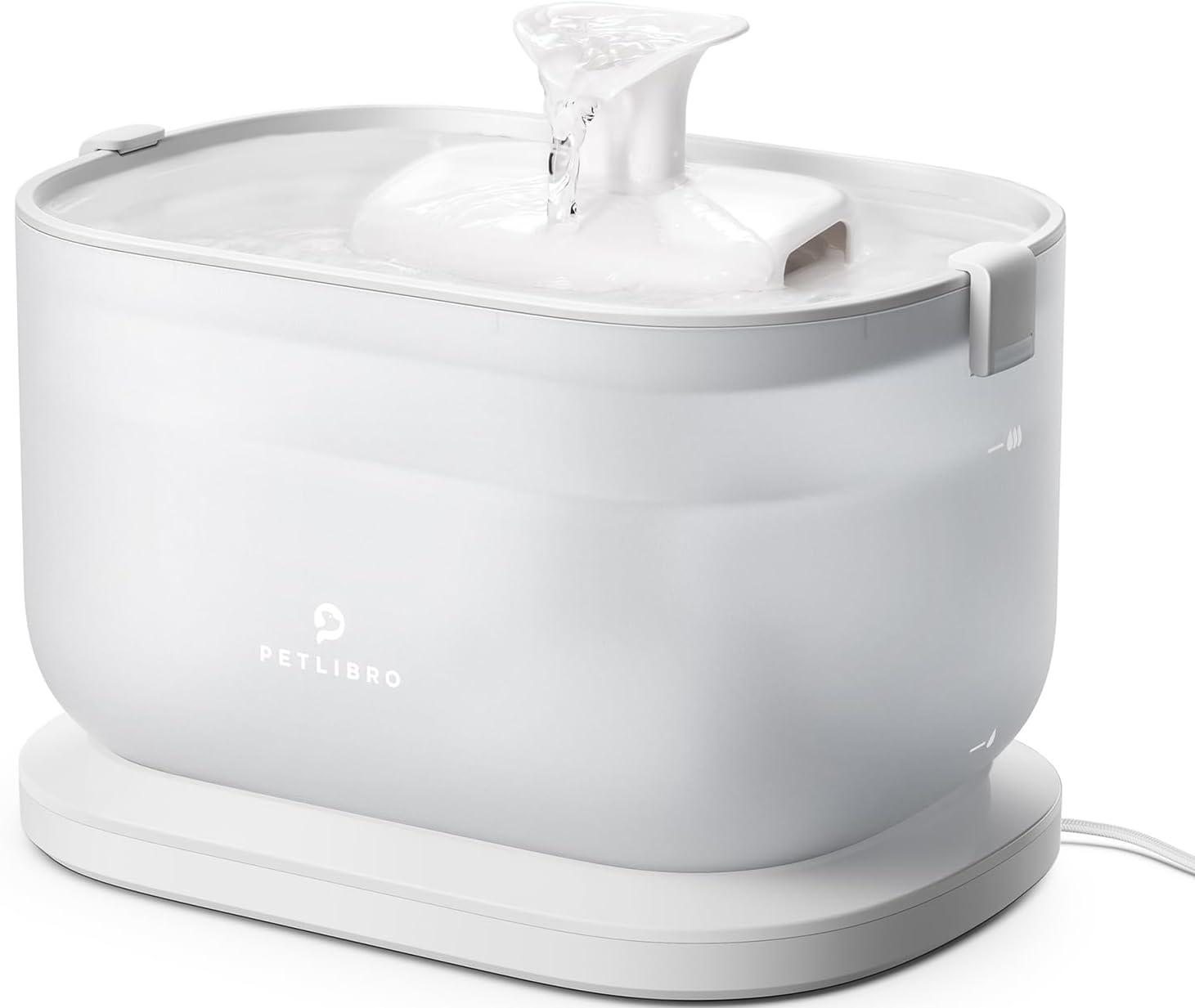 Petlibro Dockstream Wireless Pump Cat Water Fountain With 1 Replacement Wireless Pump, White