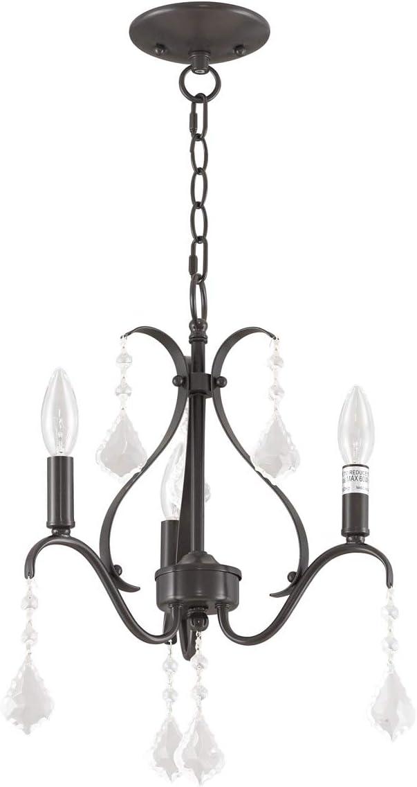 Caterina English Bronze 3-Light Mini Chandelier with Clear Crystals