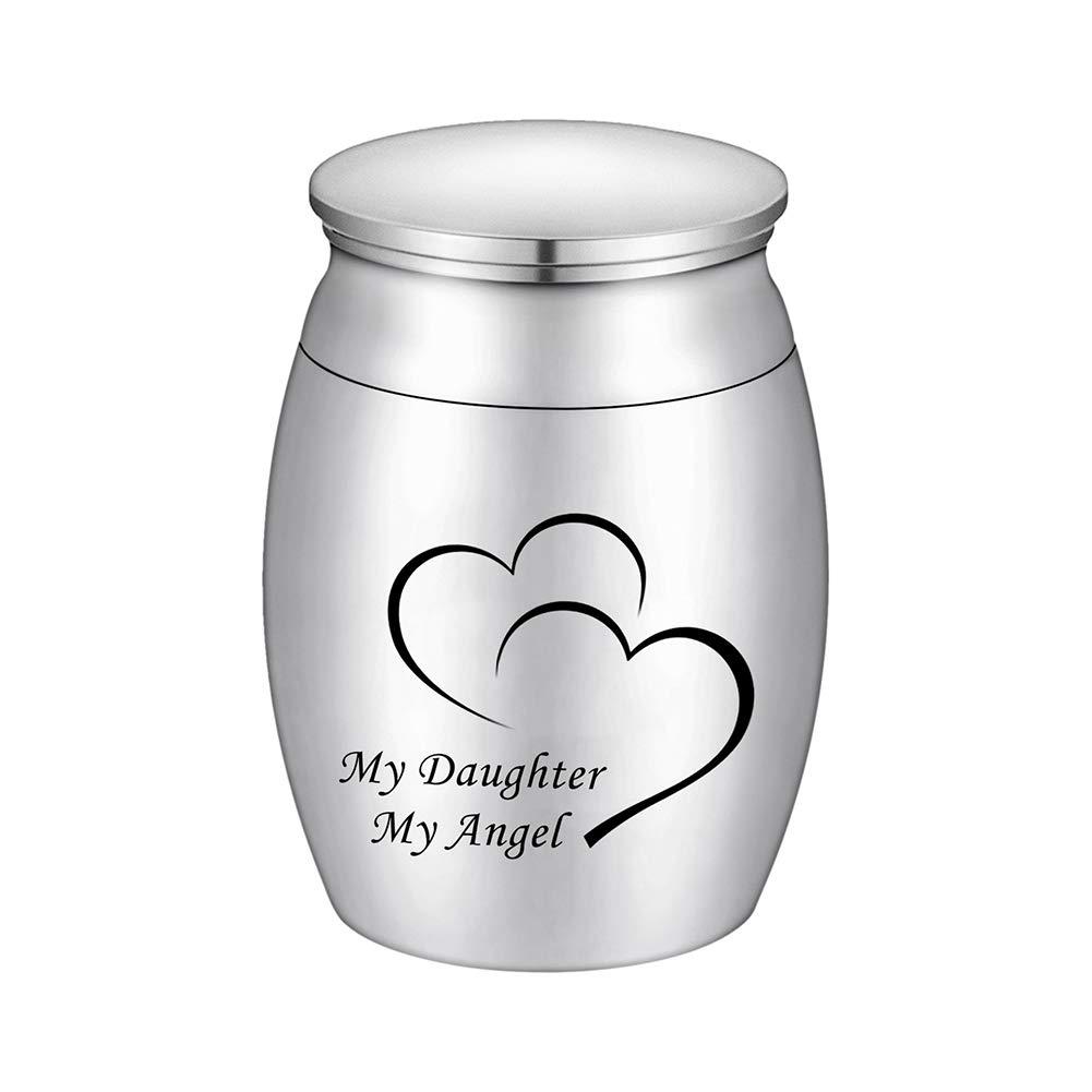 Small Keepsake Urn for Dad Mini Cremation Urns Decorative Memorial Funeral Ashes Holder Silver Engraved Stainless Steel Container for Dad Father 1.57 x 1.18 Inch-My Dad My Hero My Angel
