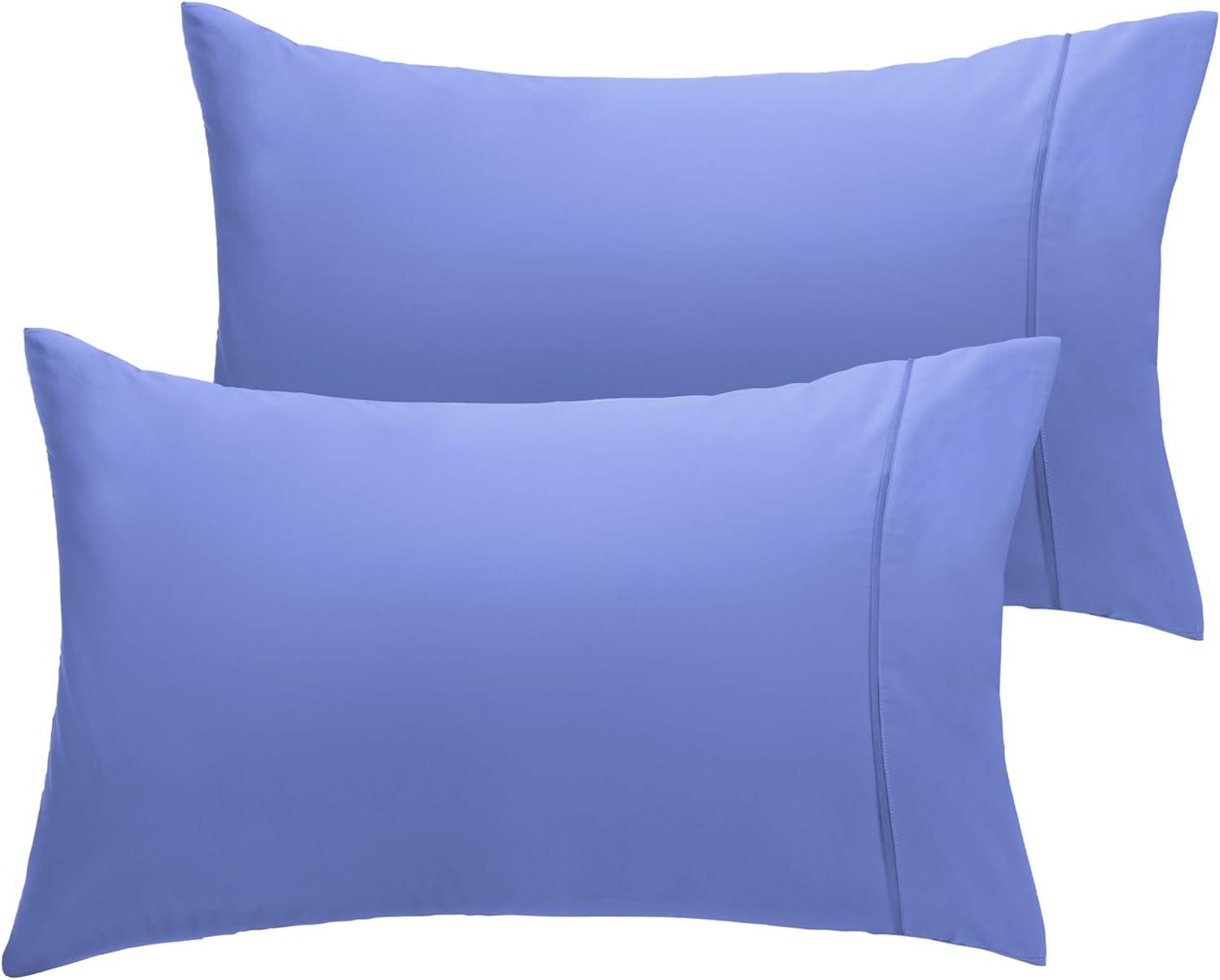 LuxClub 2 PC Violet Blue Queen Performance Microfiber Solid Pillowcase Set