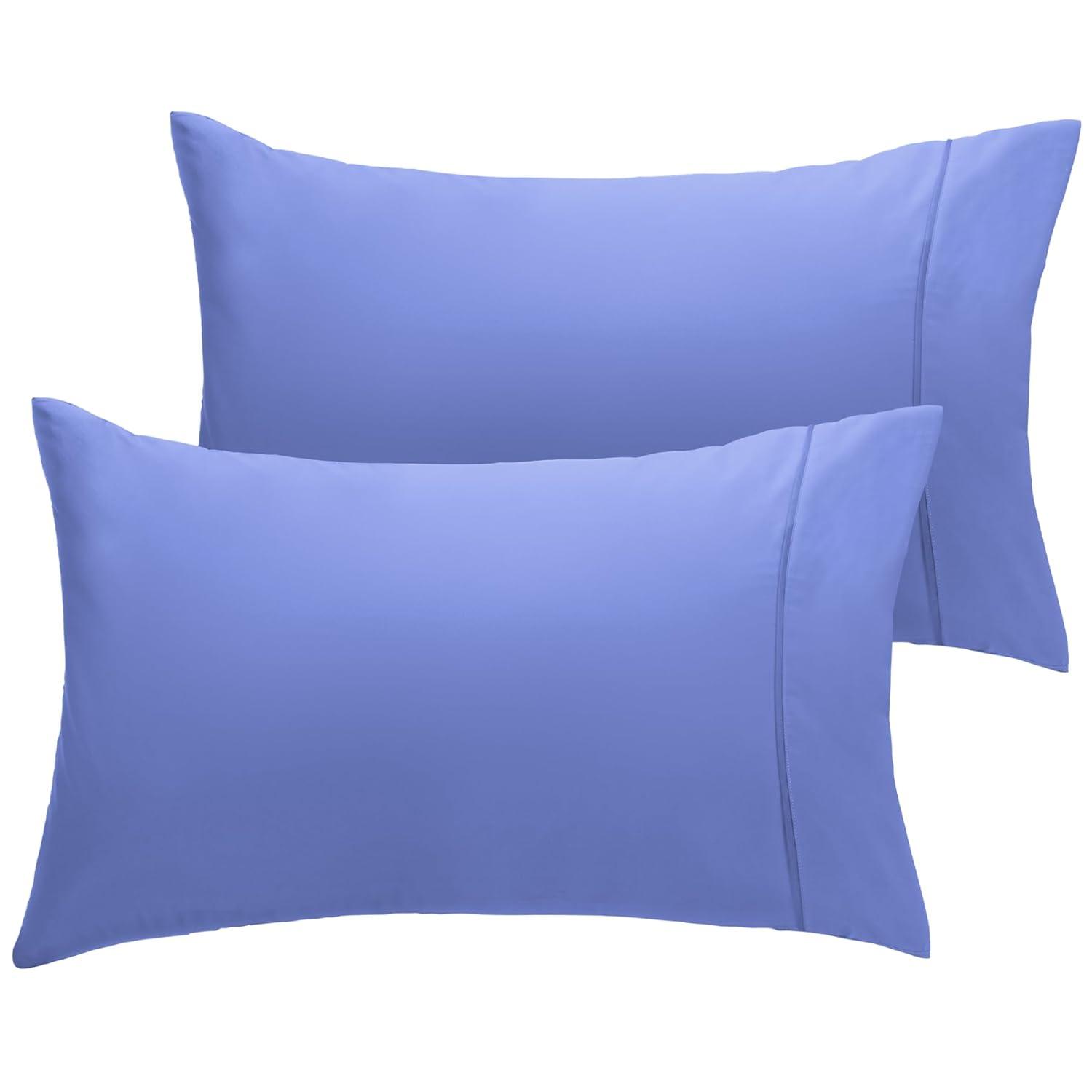 LuxClub 2 PC Violet Blue King Performance Microfiber Solid Pillowcase Set