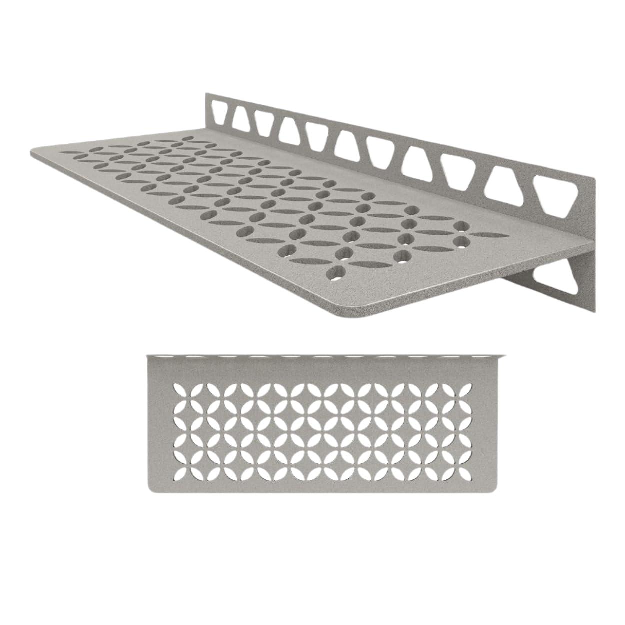 Systems Wall Shelf-W - Floral Design -Stone Grey - (SWS1D5TSSG) Kerdi-Line Shower Accessory