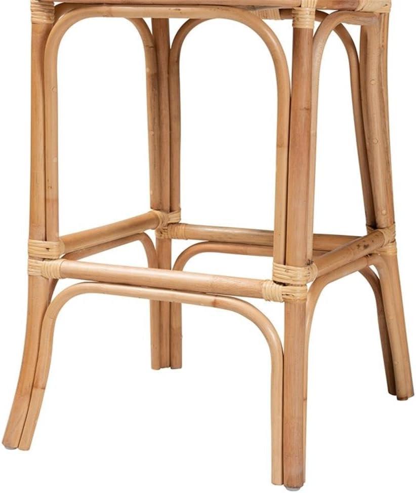 Adrena Rattan Bar Stool Natural Brown - Baxton Studio: Handmade, No Assembly, Bohemian Style
