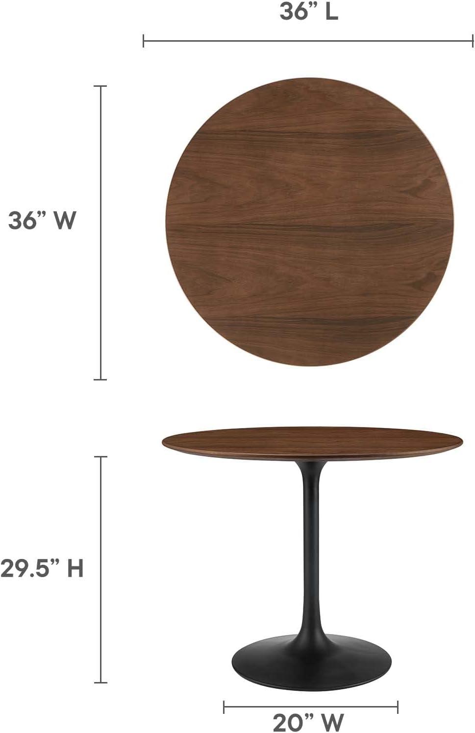 Modway Lippa 36" Round Wood Grain Dining Table in Black Walnut