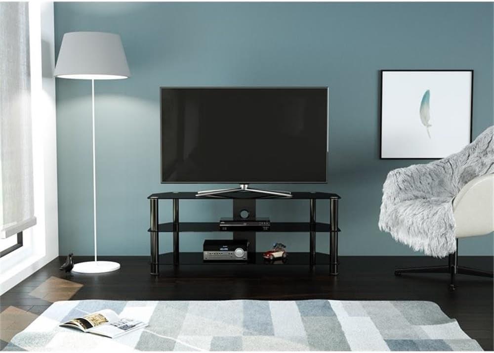 AVF Transitional Steel and Glass TV Stand for 39" to 60" TVs in Black