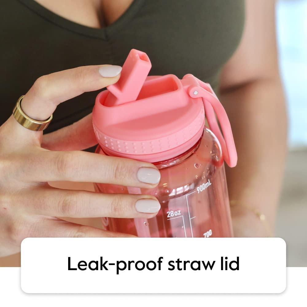 Takeya 64oz Tritan Motivational Water Bottle with Straw Lid - Pink