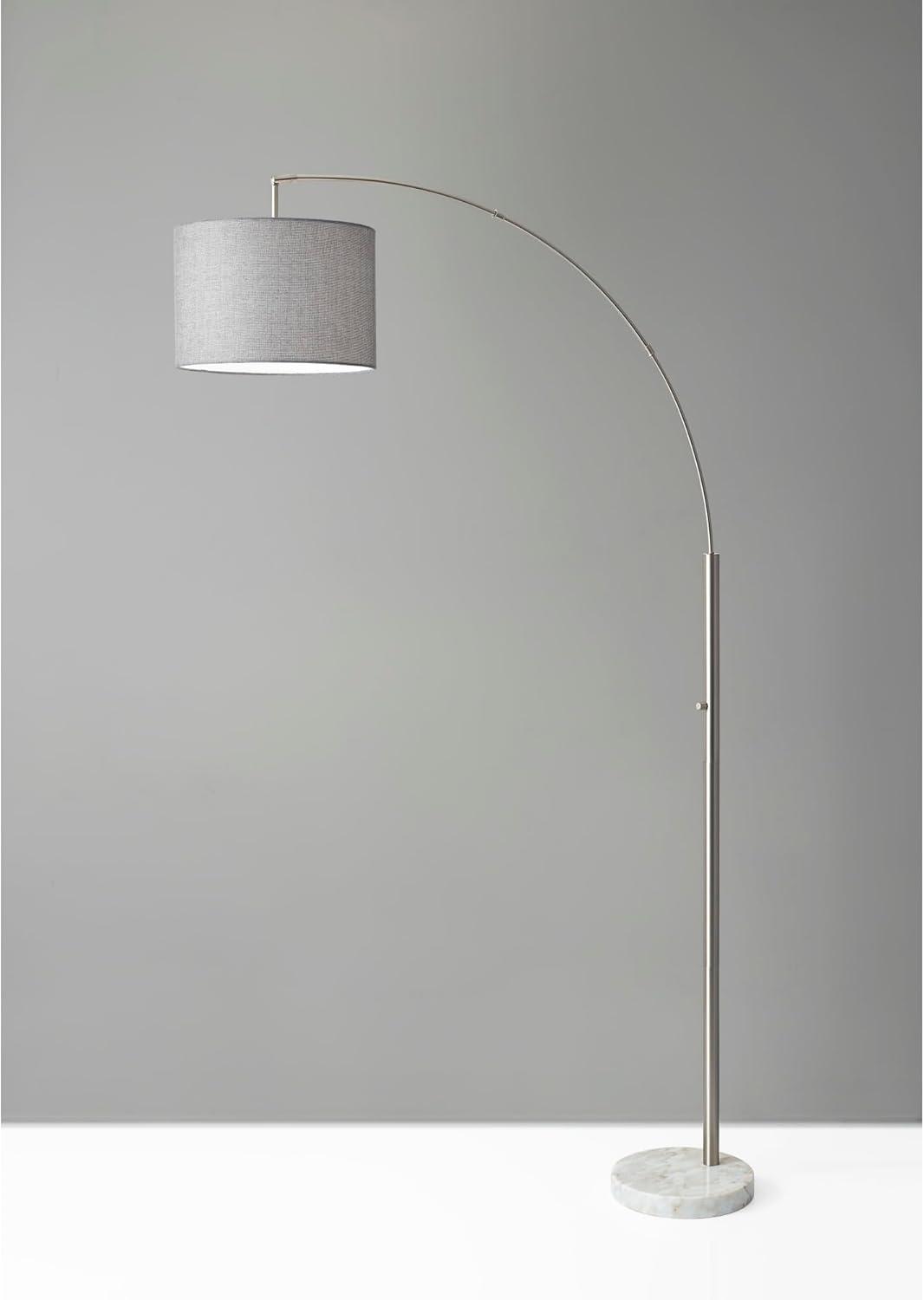 73.5" Bowery Arc Lamp Steel - Adesso: Contemporary Design, ETL Listed, Linen Shade, Metal Body