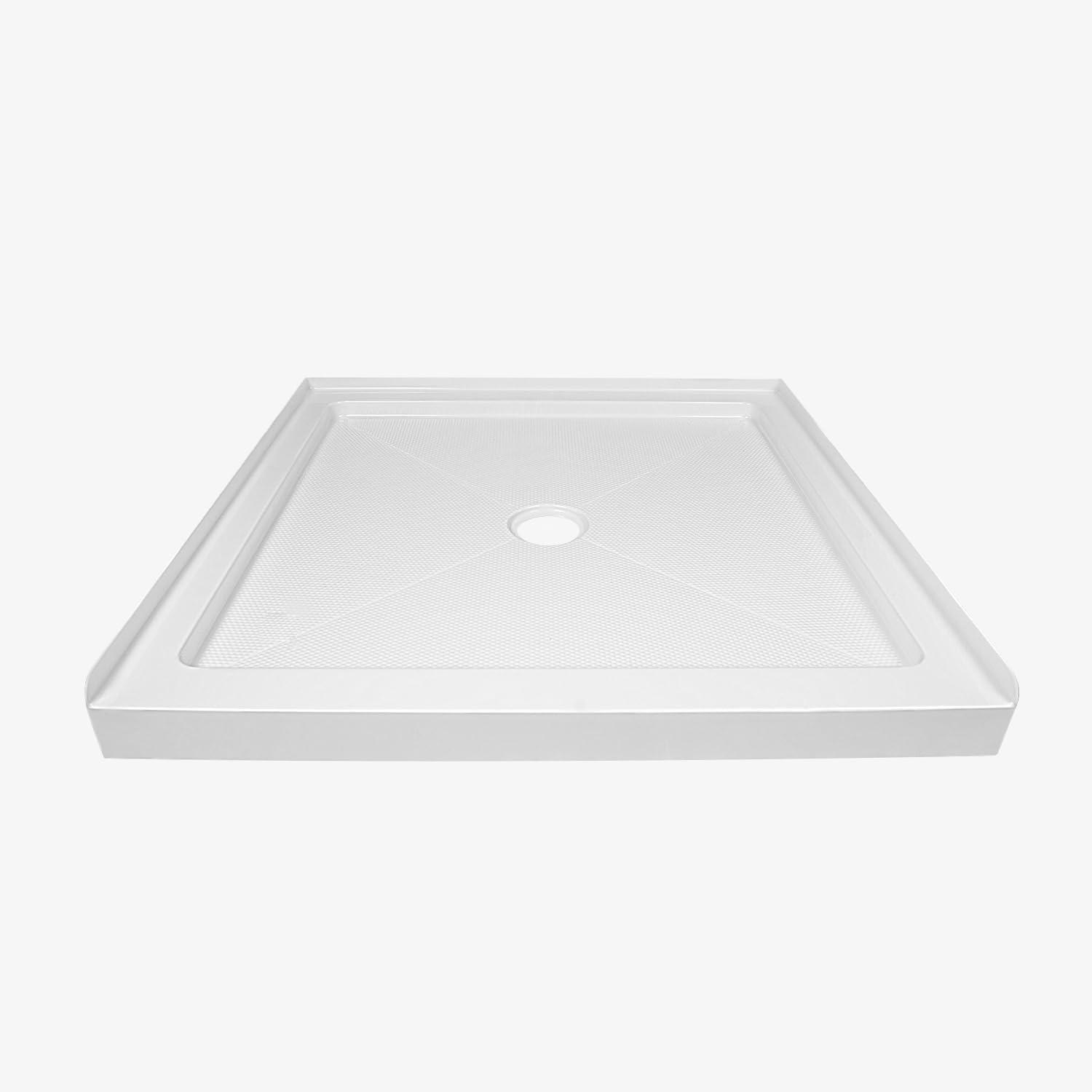 DeerValley 35" White Acrylic Square Shower Base with Center Drain