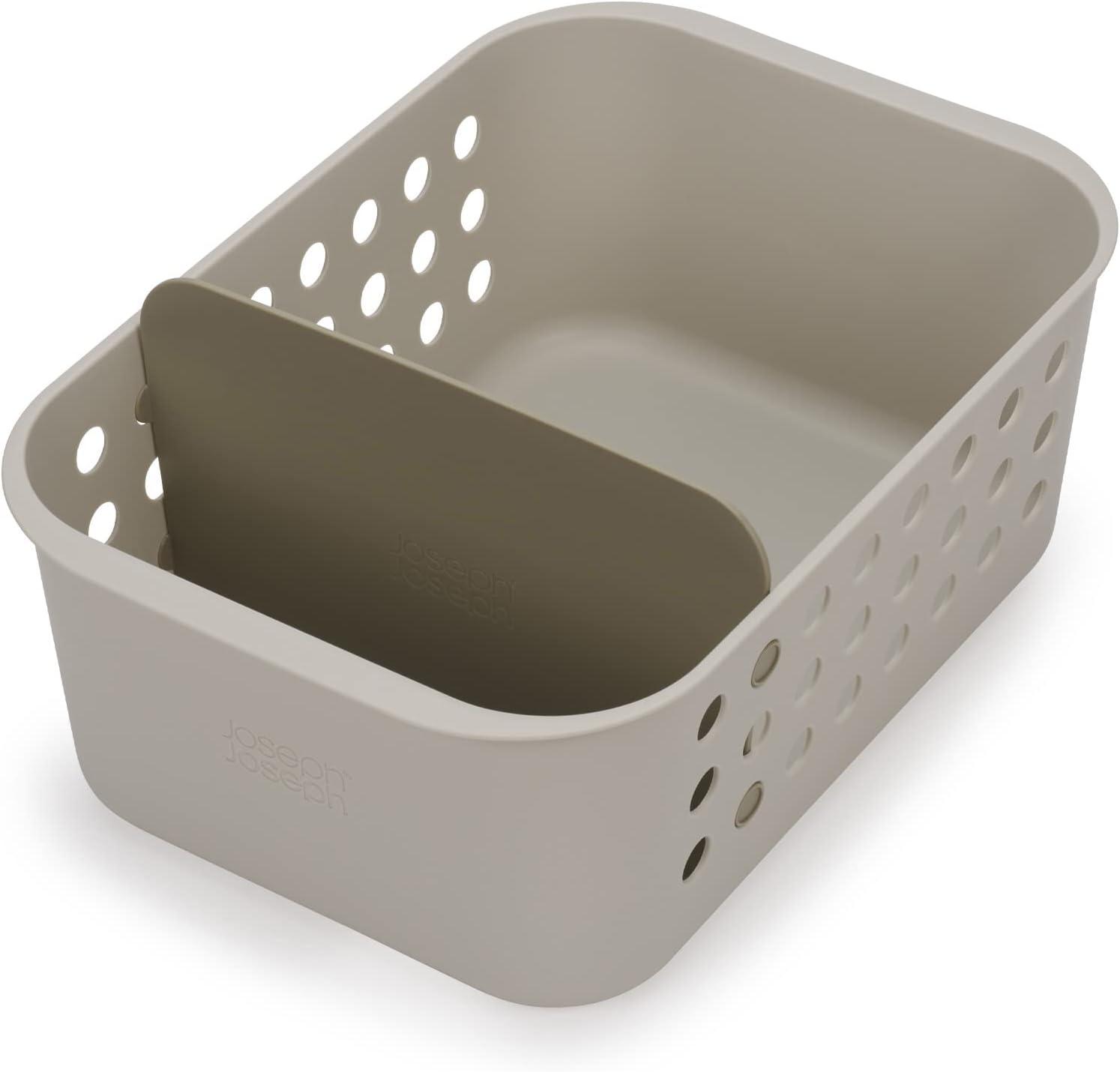Joseph Joseph EasyStore - Bathroom essentials Storage Basket Organiser with Moveable Divider, Ecru, Large