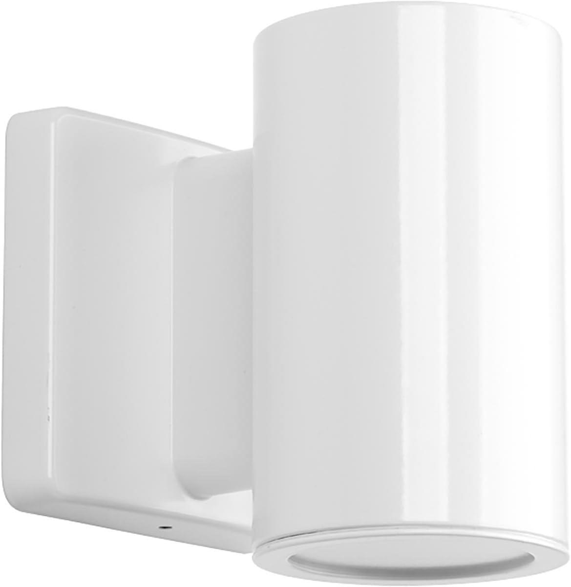 Progress Lighting Cylinders 1-Light Outdoor Wall Light in White Aluminum with Shade
