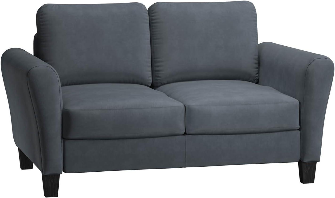 Lifestyle Solutions Alexa Loveseat with Rolled Arms, Gray Fabric