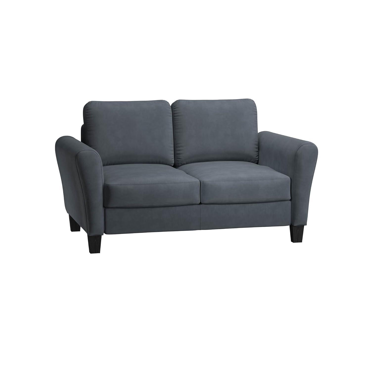 Lifestyle Solutions Alexa Loveseat with Rolled Arms, Gray Fabric