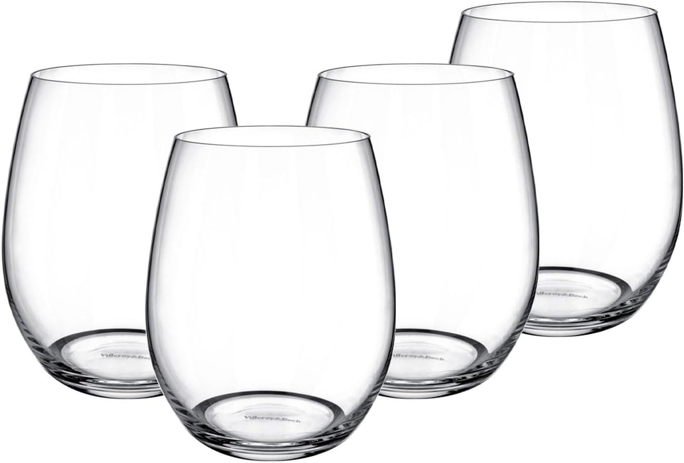 Clear Crystal Stemless Wine Glasses Set of Four