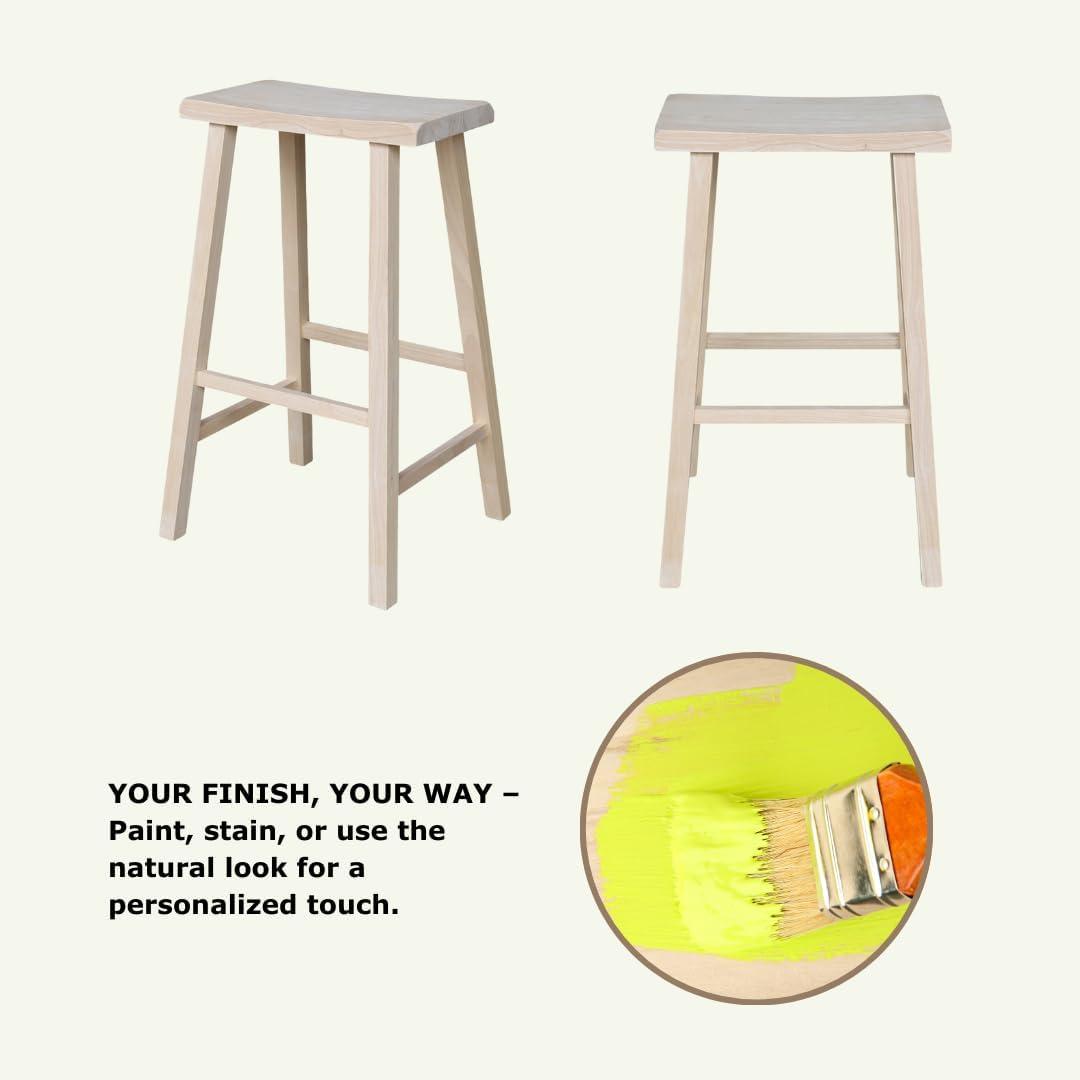 International Concepts Wood Saddle Seat Stool - 29" Seat Height - Unfinished