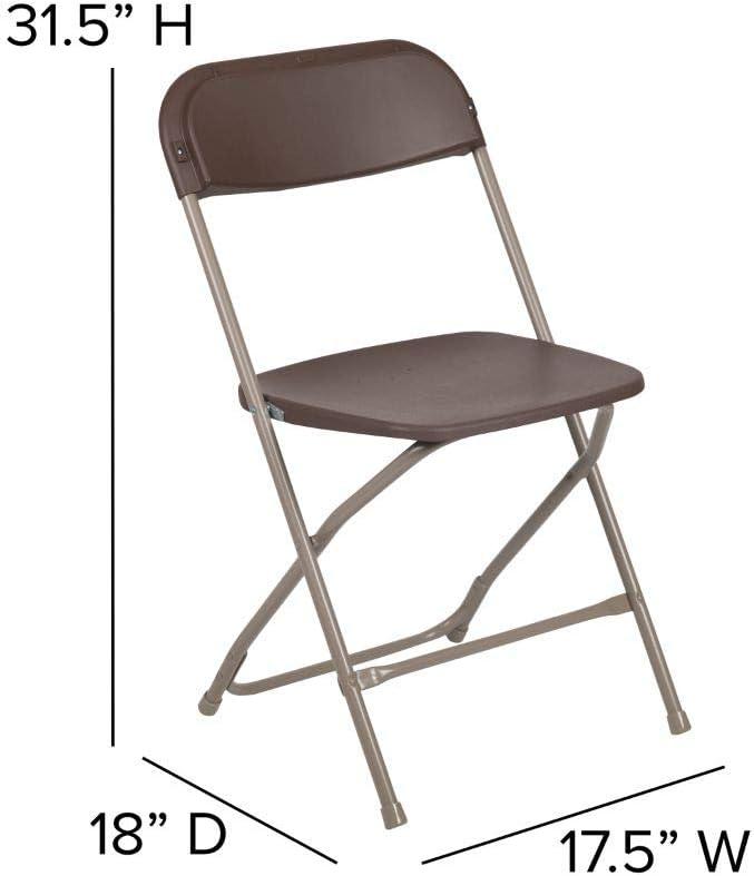 Flash Furniture Hercules Series Plastic Folding Chair Brown - 2 Pack 650LB Weight Capacity Comfortable Event Chair-Lightweight Folding Chair