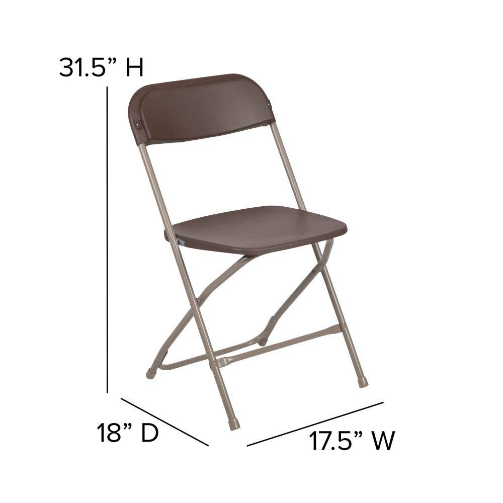 Flash Furniture Hercules Series Plastic Folding Chair Brown - 2 Pack 650LB Weight Capacity Comfortable Event Chair-Lightweight Folding Chair
