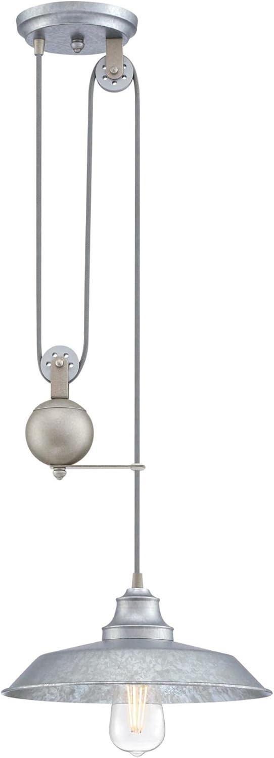 Iron Hill Galvanized Steel Vintage Pulley Pendant Light