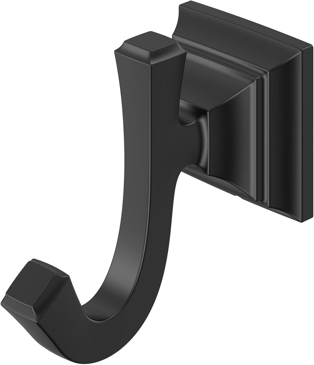 Matte Black Metal Double Robe Hook with Crown Molding Design