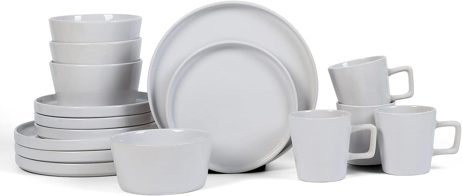 White Ceramic 16-Piece Outdoor Dinnerware Set, Service for 4