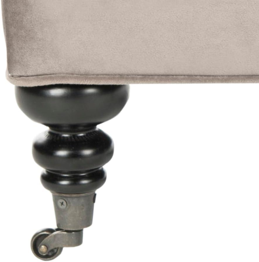 SAFAVIEH Angeline Modern Glam Tufted Ottoman w/ Casters, Mushroom Taupe