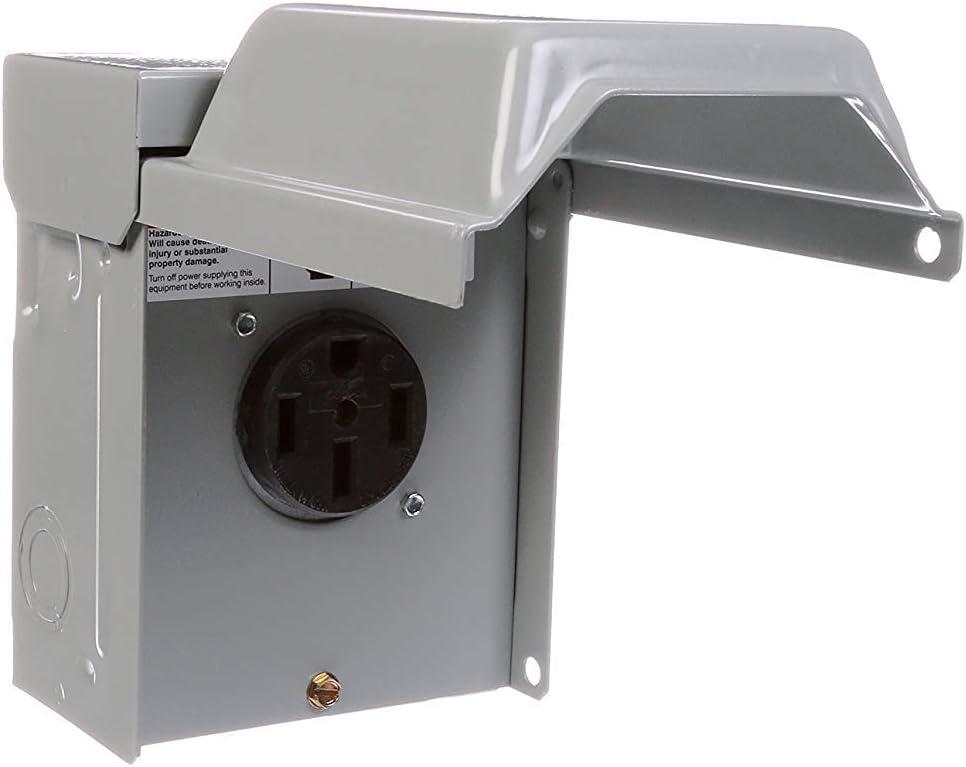 Gray Steel Outdoor 50-Amp Enclosed Receptacle