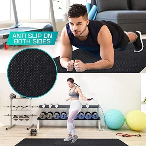 Yes4All 6 pcs Interlocking Exercise Foam Mats, Cover 24 sqft, 7/16 inch, Black Color