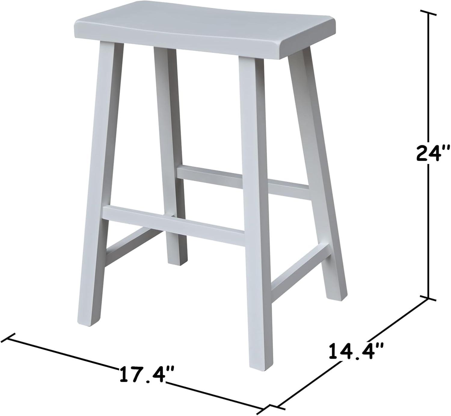 Davis Saddle Seat Counter Height Barstool White - International Concepts: Solid Wood, Rubberwood Legs, No Assembly Required