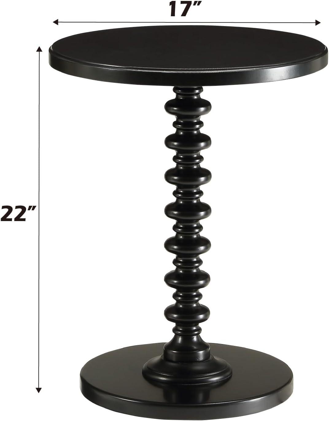 17 Inch Round Wood Side Table, Turned Support, Walnut Brown- Saltoro Sherpi