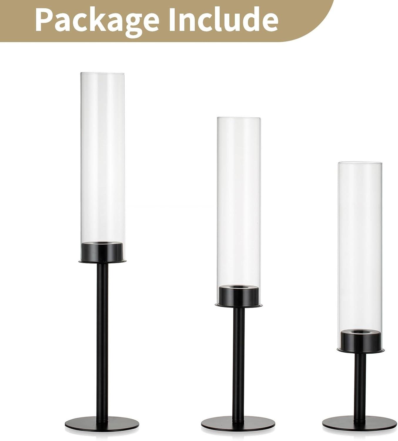 NIERBO Candlestick Holders Hurricane Candle Holder, 3pcs Candle Stick Candle Holder Candelabra (Set of 3)
