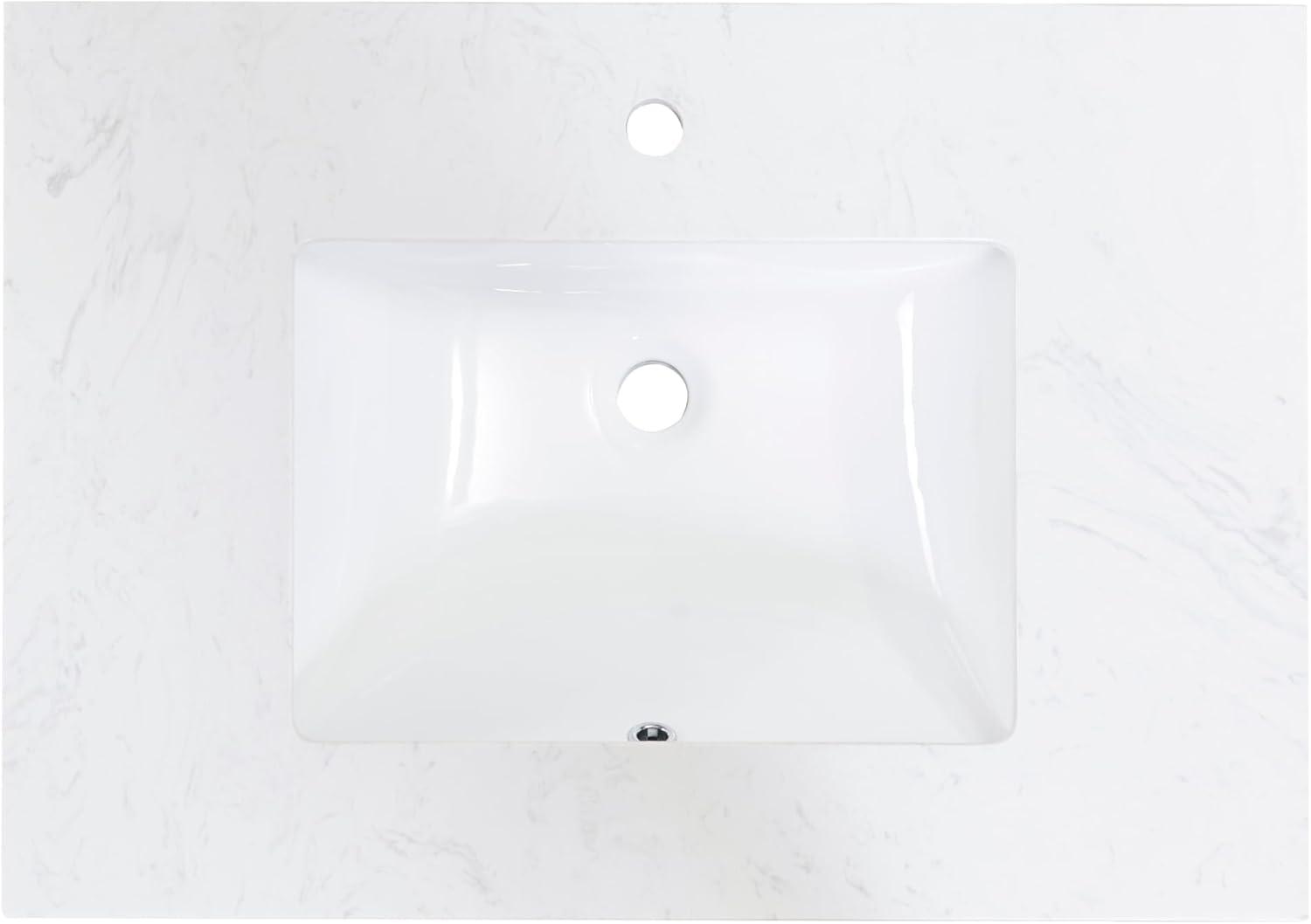 Altair Salerno 73" Double Bathroom Vanity Top in High Gloss White Stone Finish with Sink