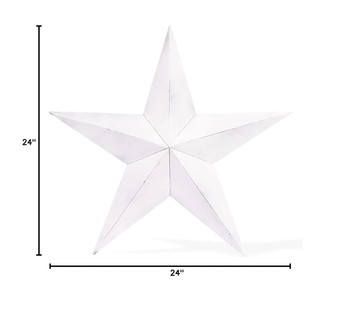 The CWI Gifts Metal Barn Star - 24" Galvanized Hanging Star - Farmhouse Wall Decor - White - 1, 24.00" x 24.00"