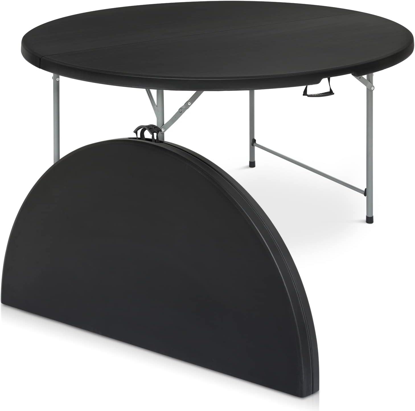 Magshion 5.5Ft Round Folding Table Portable Plastic Table With Handle Foldable Banquet Table For Dining Camping And Picnics