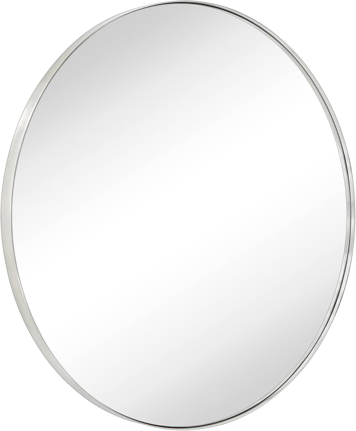 TEHOME Yolanta 30 in. W x 30 in. H Circular Round Stainless Steel Framed Wall Mounted Bathroom Vanity Mirror in Brushed Nickel