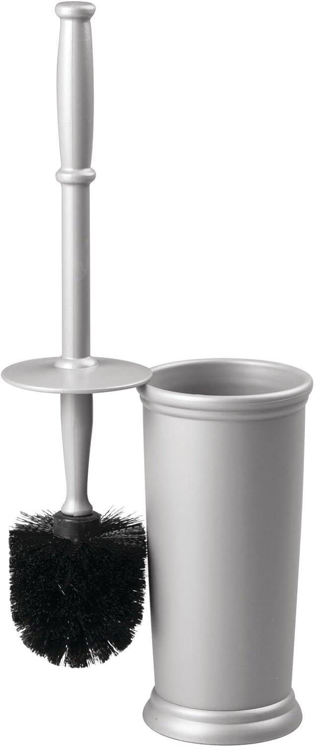 mDesign Plastic Compact Bathroom Toilet Bowl Brush and Holder - Gray