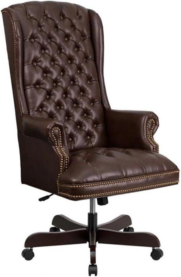 Brown Leather High Back Swivel Executive Chair