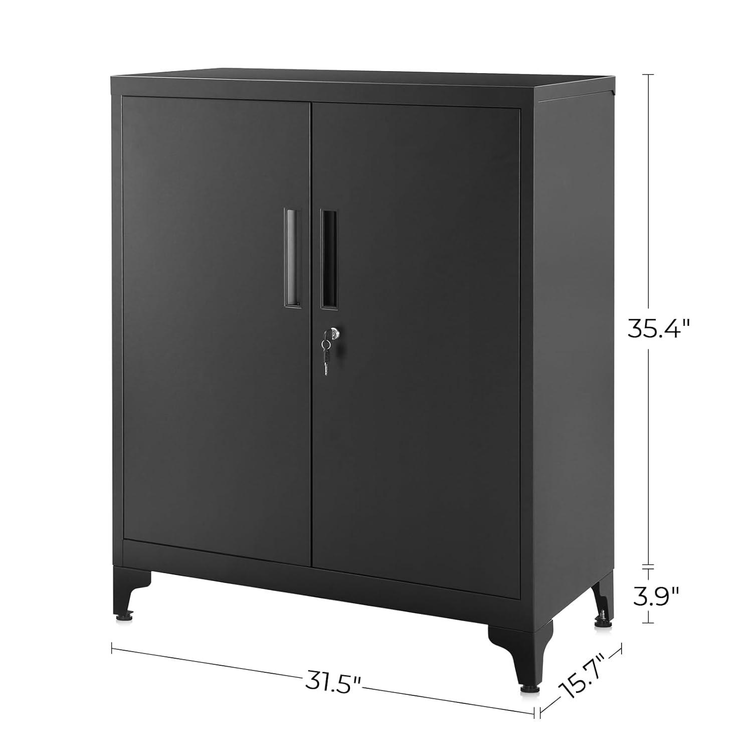 SONGMICS Lateral File Cabinets, 3-Tier Large Office Cabinet Metal Storage Home Organizer, Black