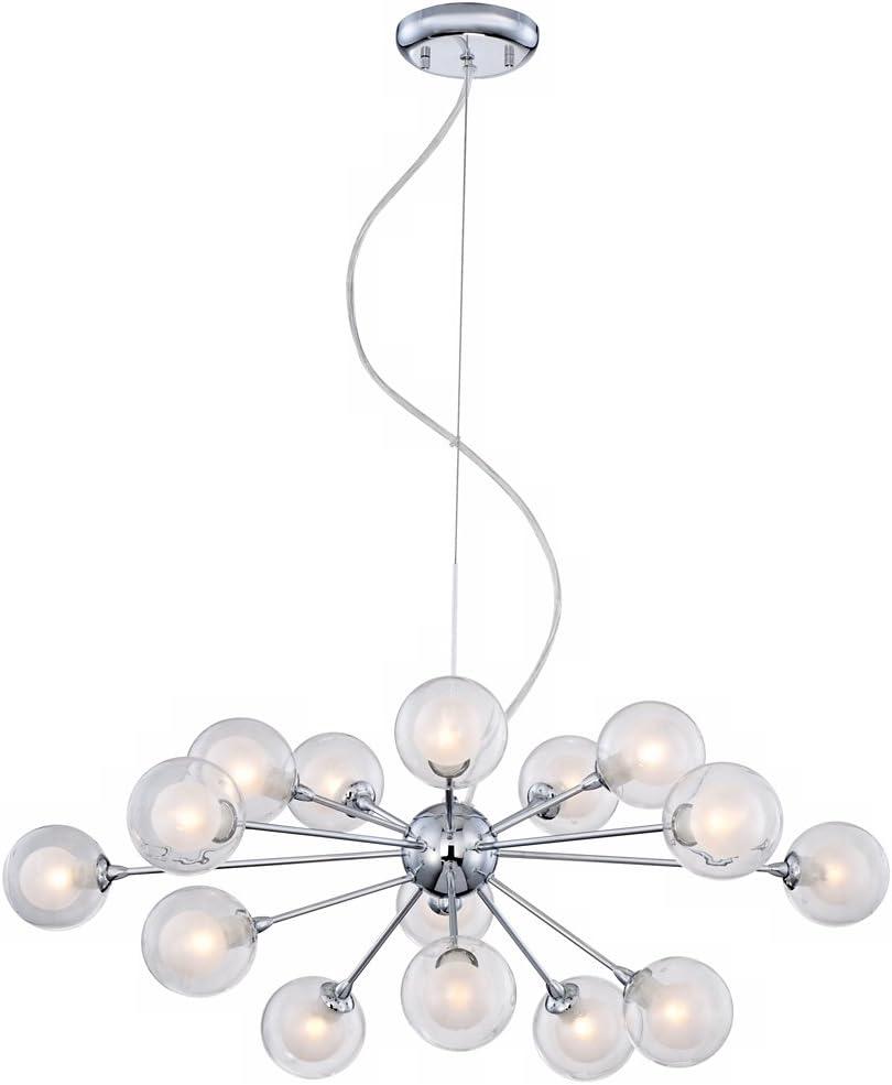 Possini Euro Design Spheres Chrome Chandelier 30" Wide Mid Century Modern Sputnik Glass Shade 15-Light Fixture for Dining Room House Kitchen Island