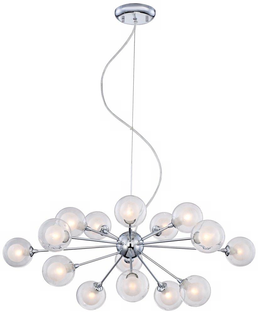 Possini Euro Design Spheres Chrome Chandelier 30" Wide Mid Century Modern Sputnik Glass Shade 15-Light Fixture for Dining Room House Kitchen Island