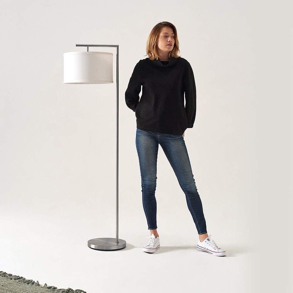 Montage Modern 60 in. Mid-Century Modern LED Floor Lamp with White Fabric Drum Shade