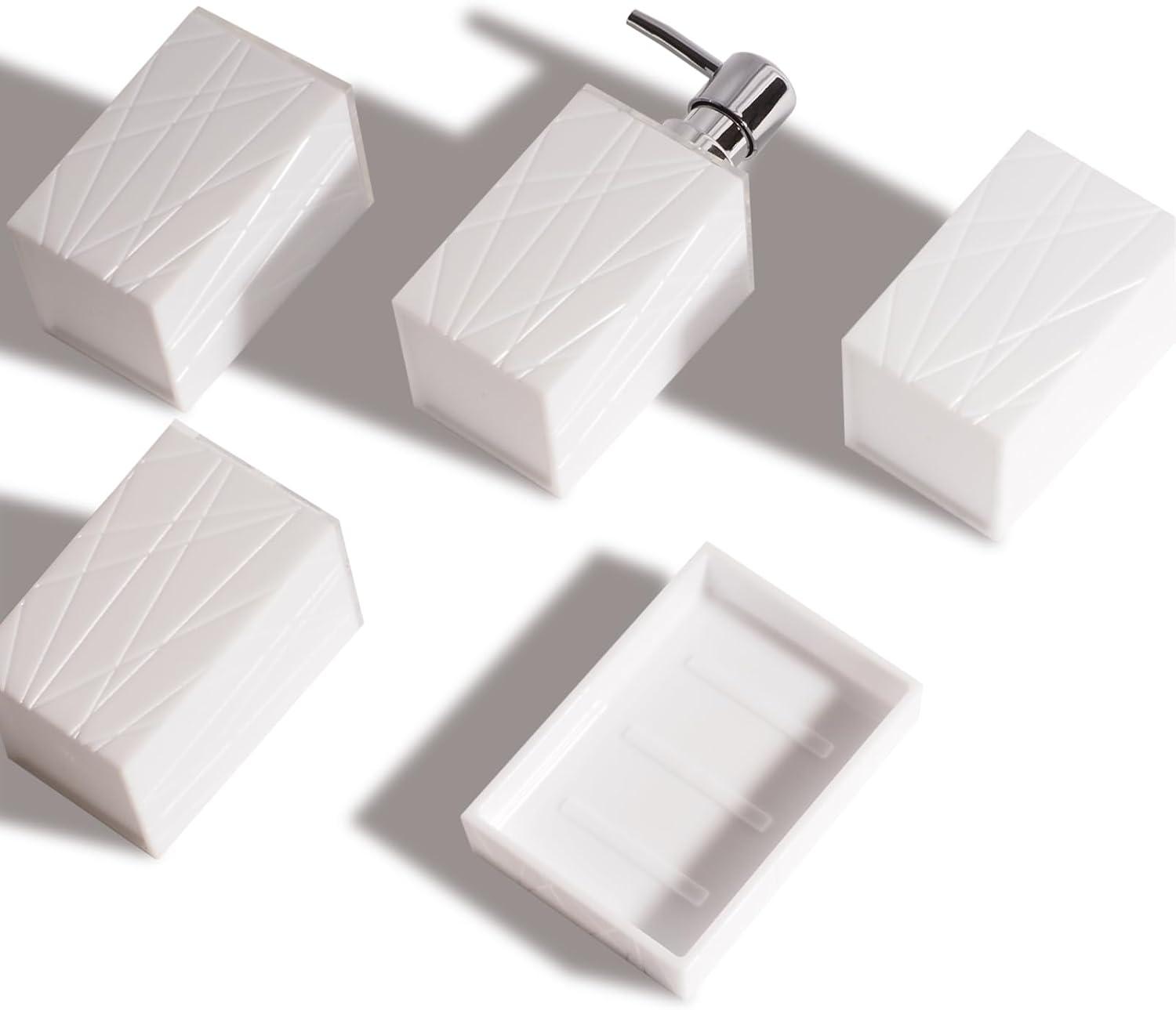 Home-Complete 6-Pc Bathroom Accessories Set, White