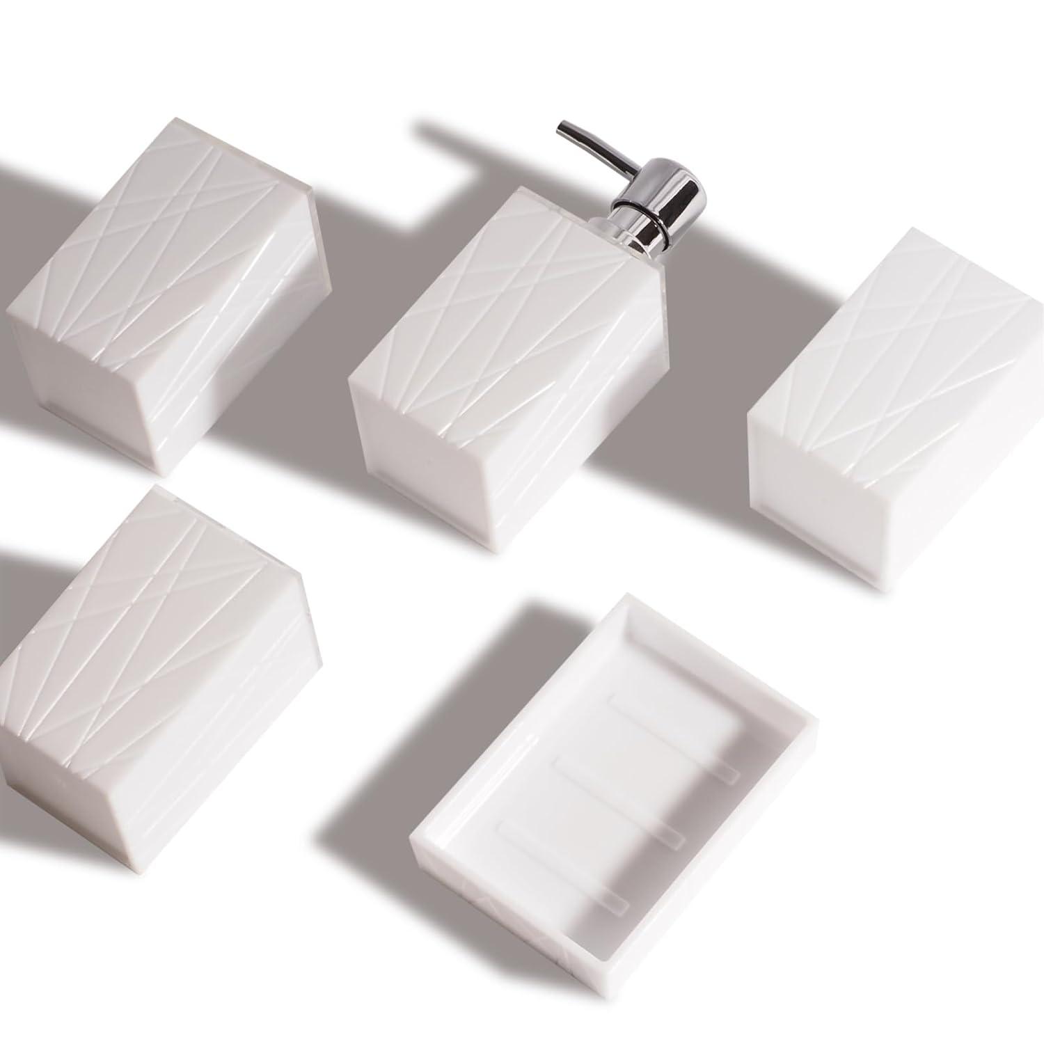 Home-Complete 6-Pc Bathroom Accessories Set, White