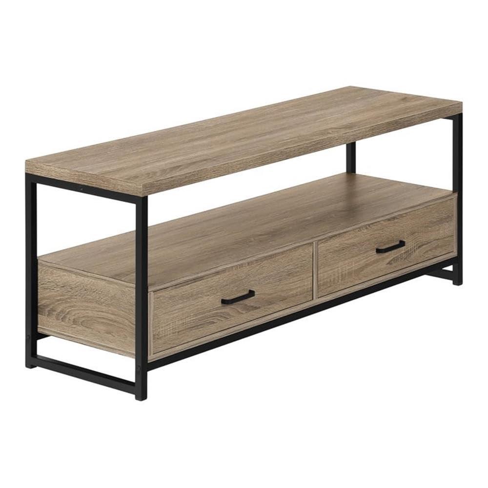 Monarch Specialties Tv Stand 48 Inch Console Media Entertainment Center Storage Drawers Laminate Metal Brown Black Contemporary Modern