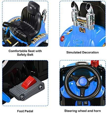 Blue 12V Kids Ride-On Tractor with Front Loader