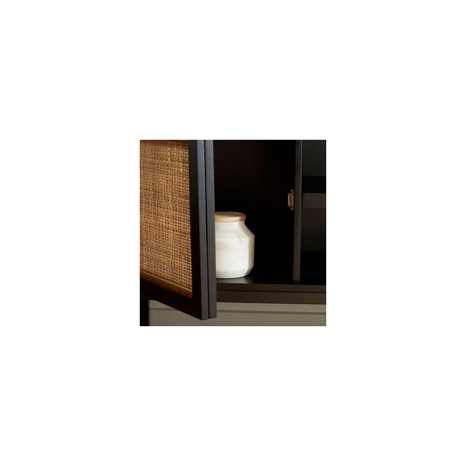 Zadie 2 Shelf Rattan Media Stand - MED5009 - Black/Natural - Safavieh