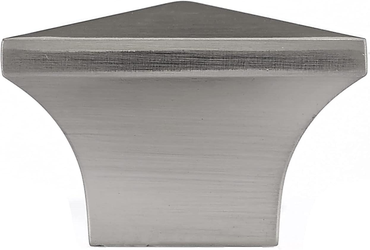 Brushed Nickel Modern Square Cabinet Knob with Mounting Hardware